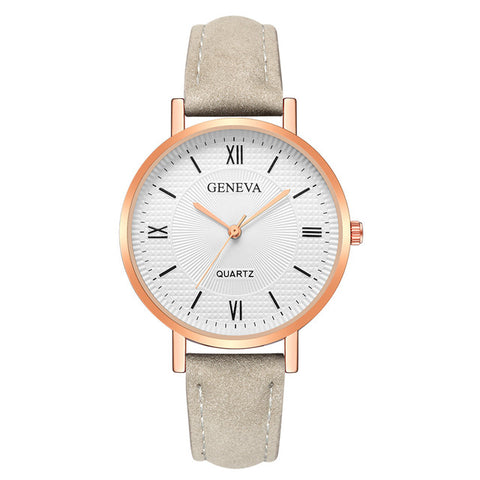 Geneva Leather Strap Women Watch