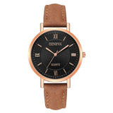 Geneva Leather Strap Women Watch